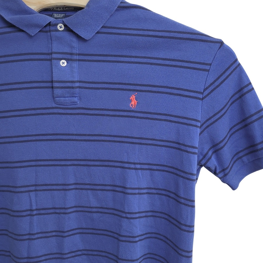 Polo‎ Ralph Lauren Mens Size L Blue Black Striped Short Sleeve Polo Shirt Pony